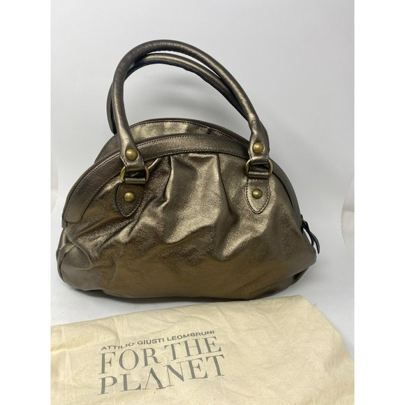 Attilio Giusti Leombruni bag Bronze Metallic Gold Leather Handbag AGL - Picture 7 of 16